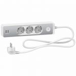Prelungitor 2P+E , 3 prize+2USB+intrerupator, 1.5m , alb/aluminiu, Unica