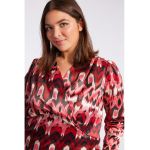 Bluza cu imprimeu abstract si decolteu cache-coeur
