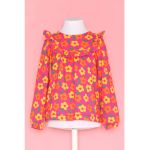 Bluza cu model floral si volane