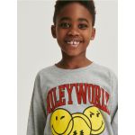 Tricou oversized SmileyWorldŽ, cu maneca lunga - gri deschis