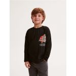 Tricou oversized cu maneca lunga The Mandalorian - negru