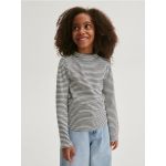 Tricou in dungi, cu maneca lunga - alb
