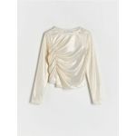 Tricou cu fronseu decorativ - nude