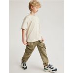 Pantaloni cargo cu efect prespalat - verde-maroniu