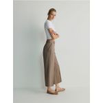 Pantaloni tip culotte la dunga - maro