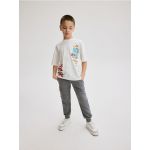 Pantaloni tip Cargo din molton - gri-inchis