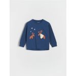 Tricou de sarbatori cu aplicatie - Albastru metalizat