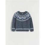 Pulover tricotat jacard - Albastru metalizat