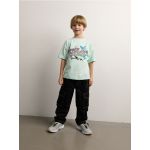 Pantaloni cargo cu cusaturi decorative - negru
