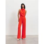 Combinezon cu decolteu tip halter - oranj-mandarina