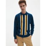 Cardigan cu guler - indigo