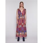 Rochie din sifon cu model deosebit si capa - multicolor