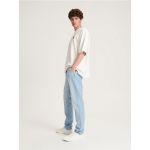 Blugi chino carrot cu efect prespalat - albastru