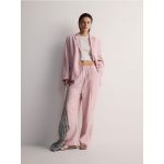 Pantaloni cu crac larg din in - roz-pastel