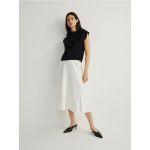 Fusta midi cu cusaturi - nude