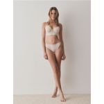 Bikini cu insertii din plasa - crem