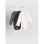 Set de 2 body-uri din material structurat - crem