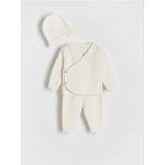 BABIES` SWEATER, TROUSERS & CAP - crem