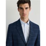 Blazer slim fit in carouri - bleumarin