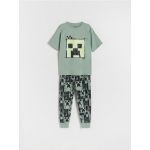 Pijama din doua piese Minecraft - verde-pal