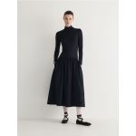Rochie din materiale combinate - bleumarin