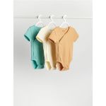 Set de 3 body-uri din tricot striat - bej