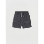 Pantaloni scurti din bumbac cu buzunare - gri-inchis