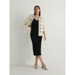Rochie din jerseu tricotat cu finisaj decorativ - negru
