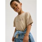Tricou oversized cu broderie - bej