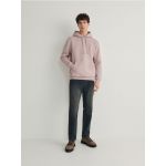 Bluza monocromatica cu gluga - roz-pudra