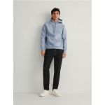 Bluza monocromatica cu gluga - albastru