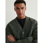 Cardigan cu impletitura grosiera - verde