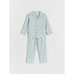Pijama din doua piese in carouri - verde-menta