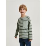 Tricou in dungi, cu maneca lunga - verde-pal