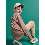 Tricou oversized, cu buzunar si maneca lunga - maro