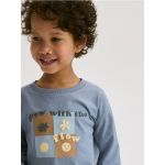 Tricou oversized cu maneca lunga - albastru