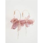 Cercei rotunzi, cu detaliu in forma de floare - multicolor