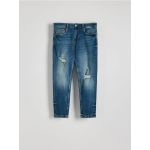 Blugi carrot slim cu aspect deteriorat - indigo jeans