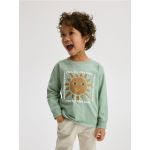 Tricou cu maneca lunga si aplicatie - verde-pal