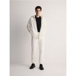 Bluza monocromatica cu gluga - crem