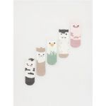 Set de 5 perechi de sosete cu continut ridicat de bumbac - bej