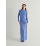 Rochie cu sclipici si fronseuri - albastru-deschis