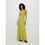 Rochie maxi cu continut ridicat de viscoza - verde-galbui