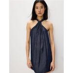 Rochie mini cu decolteu tip halter - Albastru metalizat