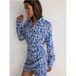 Rochie mini cu model si continut ridicat de viscoza - albastru
