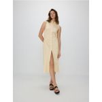 Rochie midi cu guler - galben-deschis