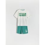Set pijama din doua piese, cu imprimeu - crem