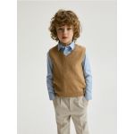 Vesta din tricot - brun-auriu
