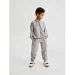 Pantaloni jogger de trening, cu cusaturi decorative - gri deschis
