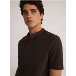 Tricou polo cu guler perkins - maro-inchis